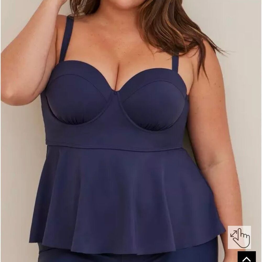 Torrid Peplum Underwire Swim Top - Blue 3X D/DD